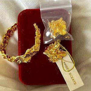 NWT Amber Sceats, gold 24k earrings and bracelet